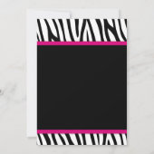 ゼブラホットピンクプリント弓ベビーシャワー招待状 招待状 (裏面)