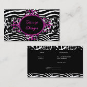 ゼブラホットピンク白黒ヒョウゼブラストライプ 名刺 (正面/裏面)
