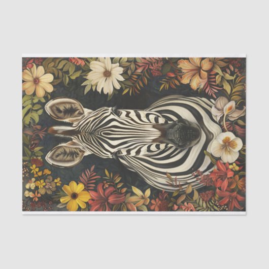 ゼブラボタニカルイラストレーションデクページ 薄葉紙 (正面)