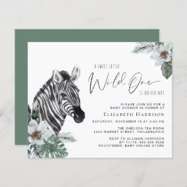 ゼブラボーホウォーターカラーベビーシャワー招待状