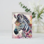 ゼブラポートレートフローラウォーターカラーアート ポストカード (スタンド正面)