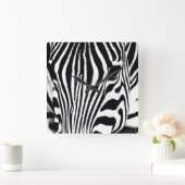 ゼブラポートレート白黒 スクエア壁時計 (ホーム)