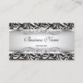 ゼブラメタルクロムルックエレガント白黒シルバー 名刺 (正面)