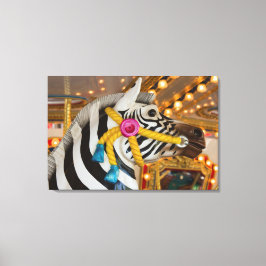 ゼブラメリーウマ – ゴーラウンド回転木馬ライドフォト キャンバスプリント