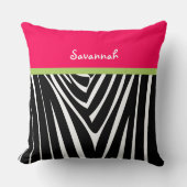 ゼブラメロンホットピンクパーソナライズスタイリッシュ クッション (正面)