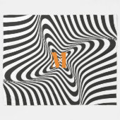 ゼブラモダンデザインレトロ波形モノグラム フリースブランケット (正面(横))