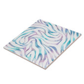 ゼブラモダンプリントグラムブルーパープルグリッター タイル (側面)