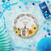 ゼブラモダンホワイトパンプキンひまわりの赤ちゃんシャワー ペーパープレート (パーティー)