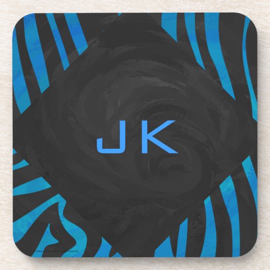 ゼブラモノクロとブルー（モノグラム） コースター (正面)
