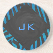 ゼブラモノクロとブルー（モノグラム） コースター (正面)