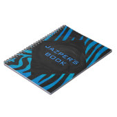 ゼブラモノクロとブルー(モノグラム) ノートブック (左側)