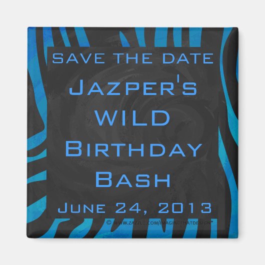 ゼブラモノクロとブルー（モノグラム） マグネット (正面)