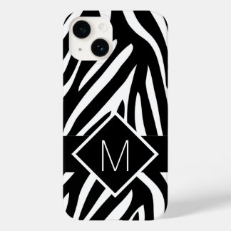 ゼブラモノグラムのプリントの白黒の線 Case-Mate iPhone 14ケース