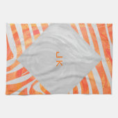 ゼブラモノグラムオレンジと白 キッチンタオル (横)