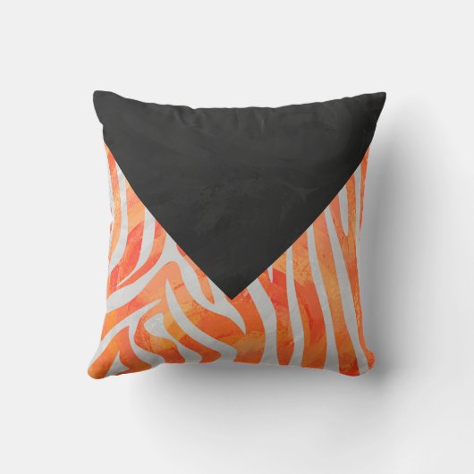 ゼブラモノグラムオレンジと白 クッション (裏面)