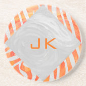 ゼブラモノグラムオレンジと白 コースター (正面)