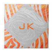 ゼブラモノグラムオレンジと白 タイル (正面)