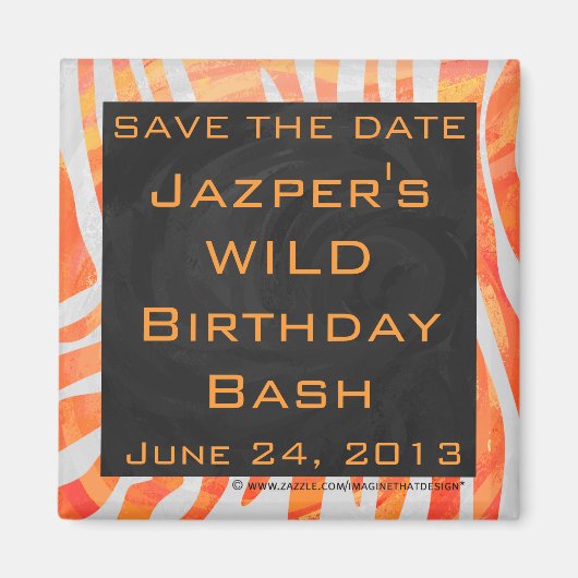 ゼブラモノグラムオレンジと白 マグネット (正面)