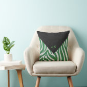 ゼブラモノグラムグリーンアンドホワイトプリント クッション (椅子)