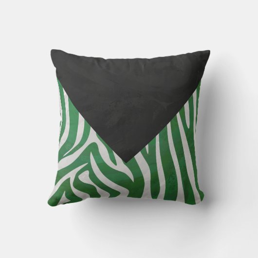 ゼブラモノグラムグリーンアンドホワイトプリント クッション (裏面)
