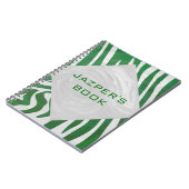 ゼブラモノグラムグリーンアンドホワイトプリント ノートブック (左側)