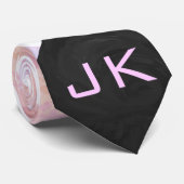ゼブラモノグラムピンクと白 ネクタイ (ロール)
