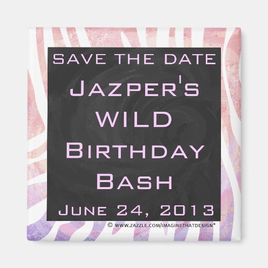 ゼブラモノグラムピンクと白 マグネット (正面)