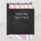 ゼブラモノグラムピンクと白 招待状 (正面/裏面)