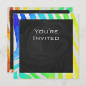 ゼブラモノグラムレインボーアンドホワイトプリント 招待状 (正面/裏面)