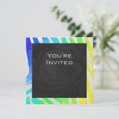 ゼブラモノグラムレインボーアンドホワイトプリント 招待状 (スタンド正面)