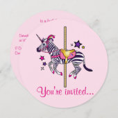 ゼブラユニコーン誕生日 招待状 (正面/裏面)