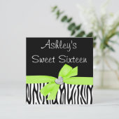 ゼブラライムグリーンボウダイヤモンドスウィート16招待状 招待状 (スタンド正面)