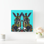 ゼブララブターコイズ スクエア壁時計 (ホーム)