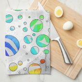 ゼブラレインボーアンドホワイトプリント キッチンタオル (四つ折り)