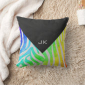 ゼブラレインボーアンドホワイトプリント クッション (ブランケット)