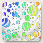 ゼブラレインボーアンドホワイトプリント コースター (正面)