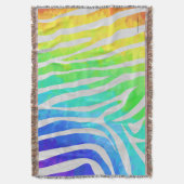 ゼブラレインボーアンドホワイトプリント スローブランケット (正面縦)