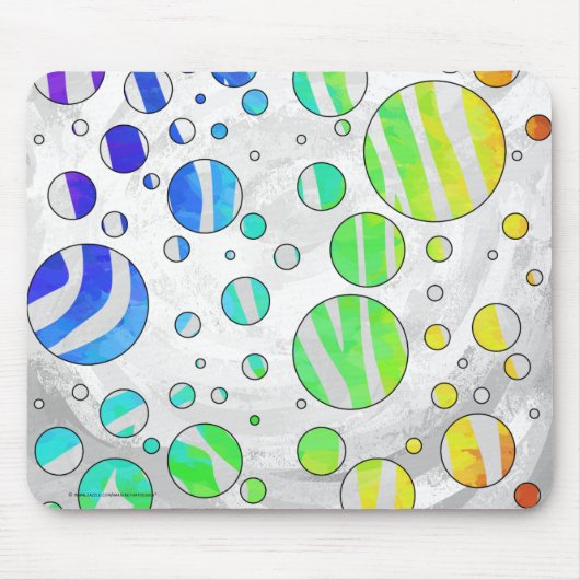 ゼブラレインボーアンドホワイトプリント マウスパッド (正面)