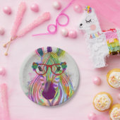 ゼブラレインボースプラッシュ ペーパープレート (パーティー)