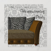 ゼブラレオパードソファダマスク引っ越し祝いパーティーパーティー 招待状 (正面/裏面)