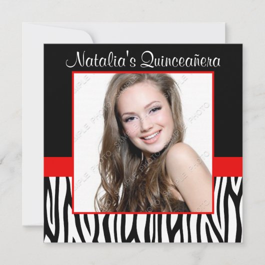 ゼブラレッド写真キンセアニェラ招待状 招待状 (正面)