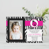 ゼブラレディバグパーティー誕生日招待状 招待状 (スタンド正面)