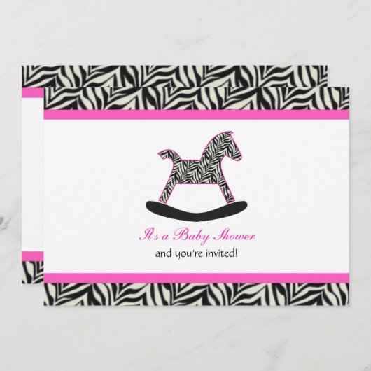 ゼブラロッキングホースパーティの招待状 招待状 (正面/裏面)