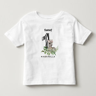 *~*ゼブラワンファースト誕生日ジャングルベビーガール トドラーTシャツ