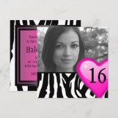 ゼブラ写真sweet sixteen 招待状 (正面/裏面)