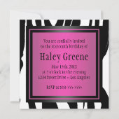 ゼブラ写真sweet sixteen 招待状 (裏面)