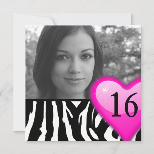 ゼブラ写真sweet sixteen 招待状 (正面)