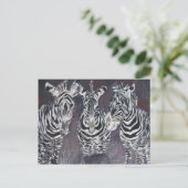 ゼブラ動物の動物絵画の芸術品 ポストカード (スタンド正面)