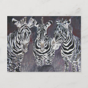 ゼブラ動物の動物絵画の芸術品 ポストカード