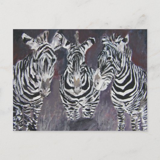 ゼブラ動物の動物絵画の芸術品 ポストカード (正面)